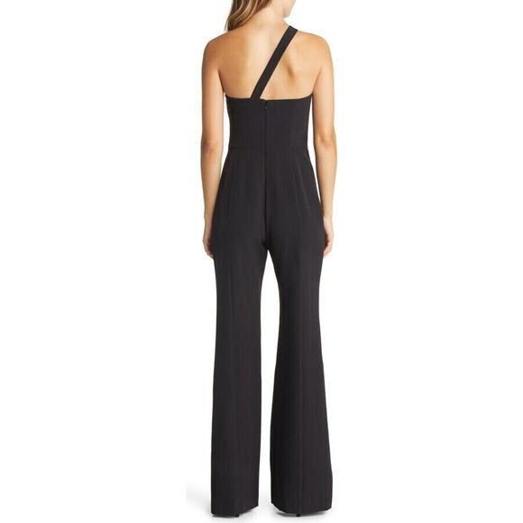 Black Halo NWOT Brew One-Shoulder Jumpsuit Black Size 4 - Picture 2 of 7